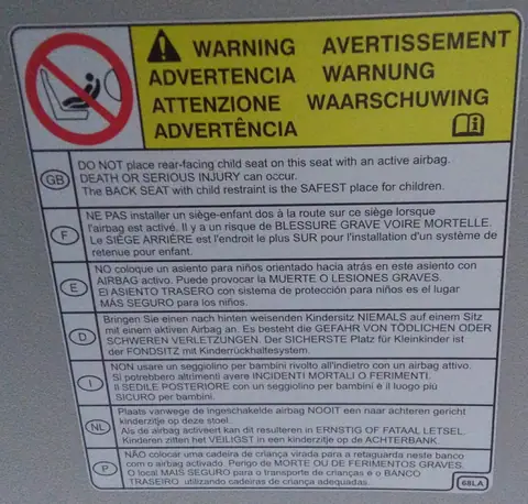 Suzuki Swift 2011 - Multilanguage Airbag Label
